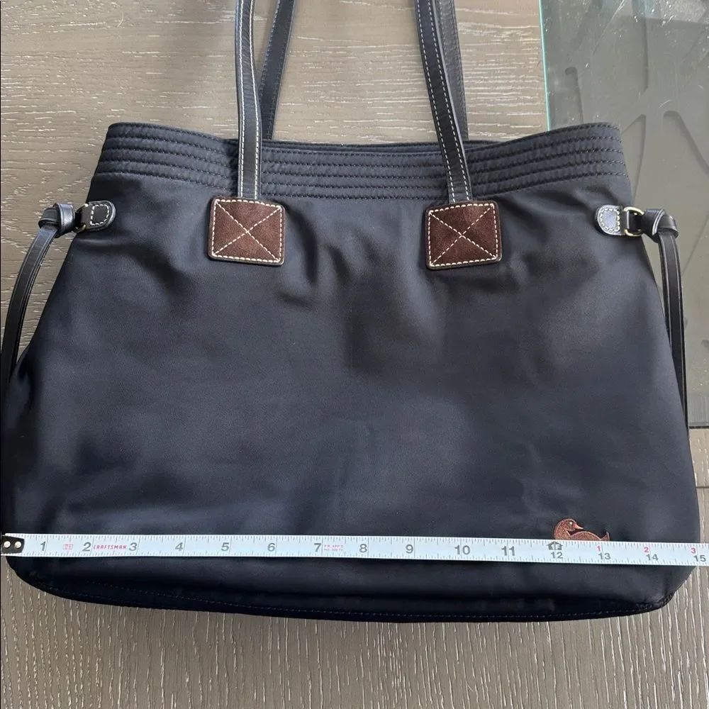 DOONEY & BOURKE Handbag Purse Black Leather Nylon Shoulder Bag Casual Tote GUC - Picture 10 of 14